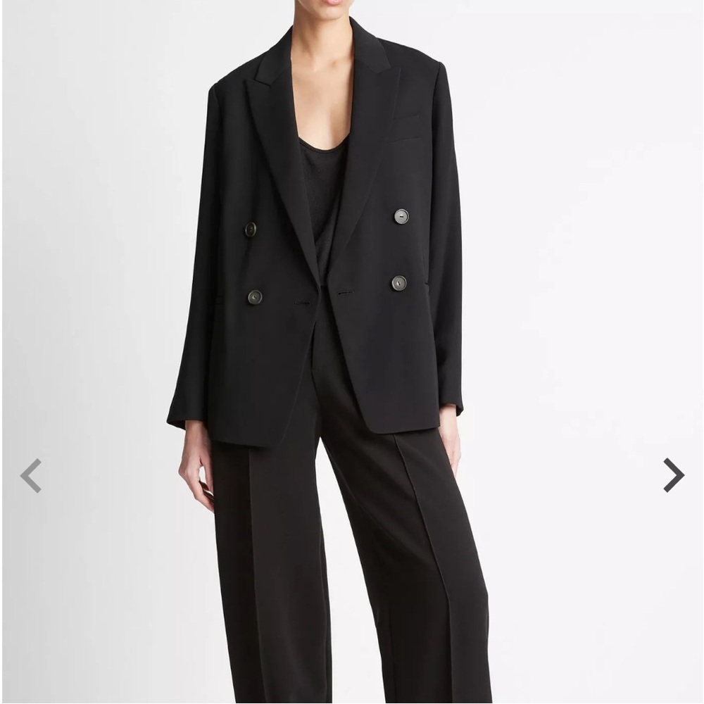 NWT ✨| Vince Black Crepe Double-Breasted Blazer Size 4